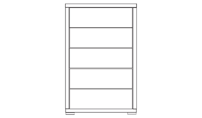 5 Drawer Narrow Chest - glass white front